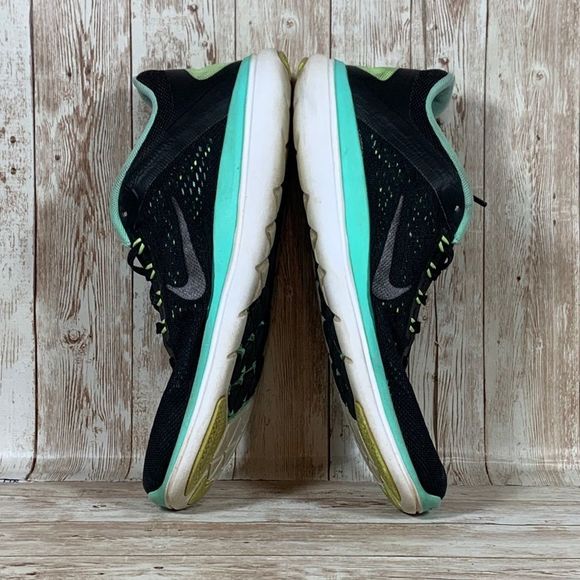 Nike Flex 2016 RN Athletic Running Lace Up Shoes Black Blue Women's Size 9.5 - Picture 5 of 8